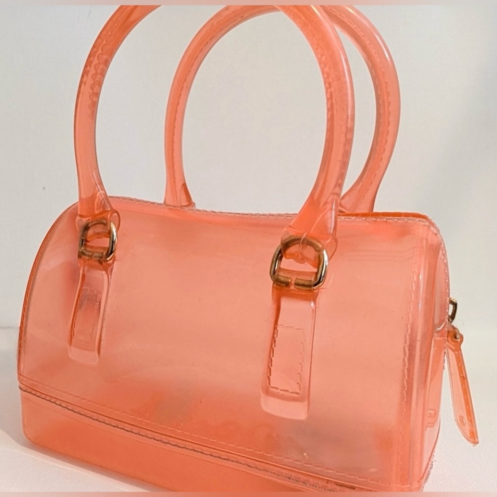 Jelly Handbag with Gold Chain Peach - Picture 5 of 9